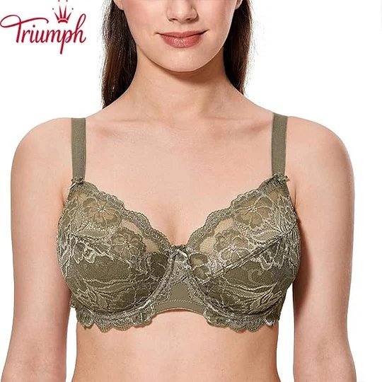 Triumph -Σετ των 3🔥Γυναικείο Δαντελένιο Ασύρματο Σουτιέν Πλήρους Κάλυψης