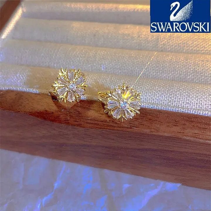 【Αγοράστε ένα, λάβετε ένα δωρεάν】 Swarovski -❄ Πολυτελή γυναικεία σκουλαρίκια νιφάδα χιονιού Zirconia