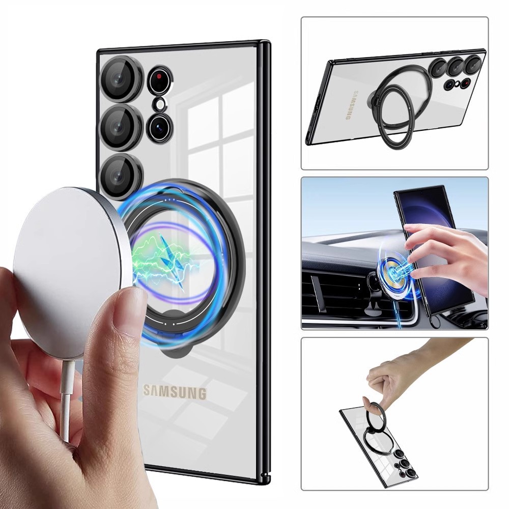 Transparentní magnetické pouzdro Samsung s neviditelným stojánkem