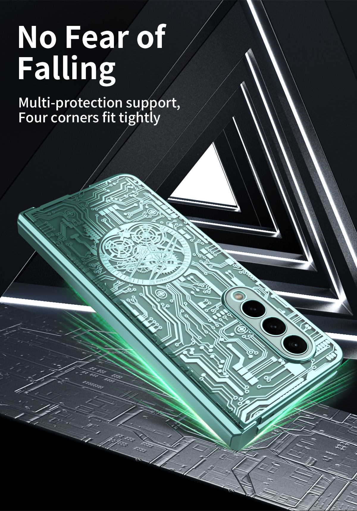 Samsung Z FOLD 5/4/3 galvanicky pokovené průhledné mechanické pouzdro na mobilní telefon proti pádu