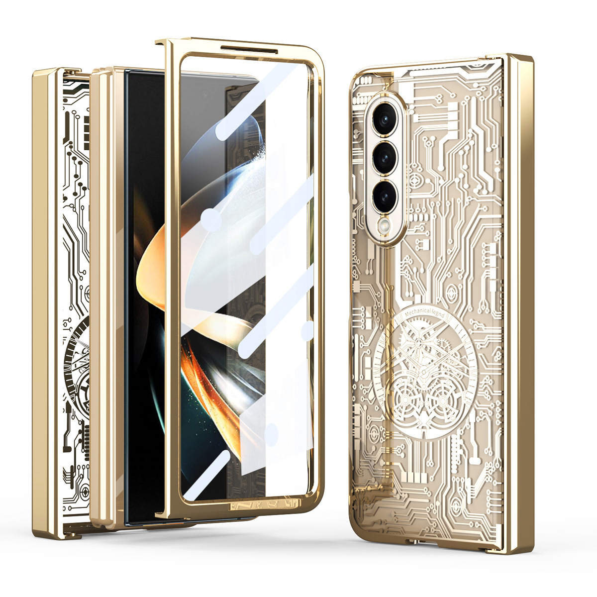 Samsung Z FOLD 5/4/3 galvanicky pokovené průhledné mechanické pouzdro na mobilní telefon proti pádu
