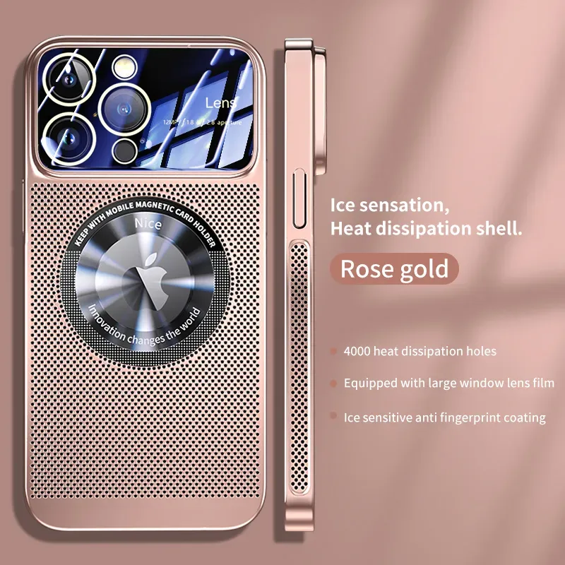 Electroplating Heat Dissipation Magnetic Large Window Phone Case