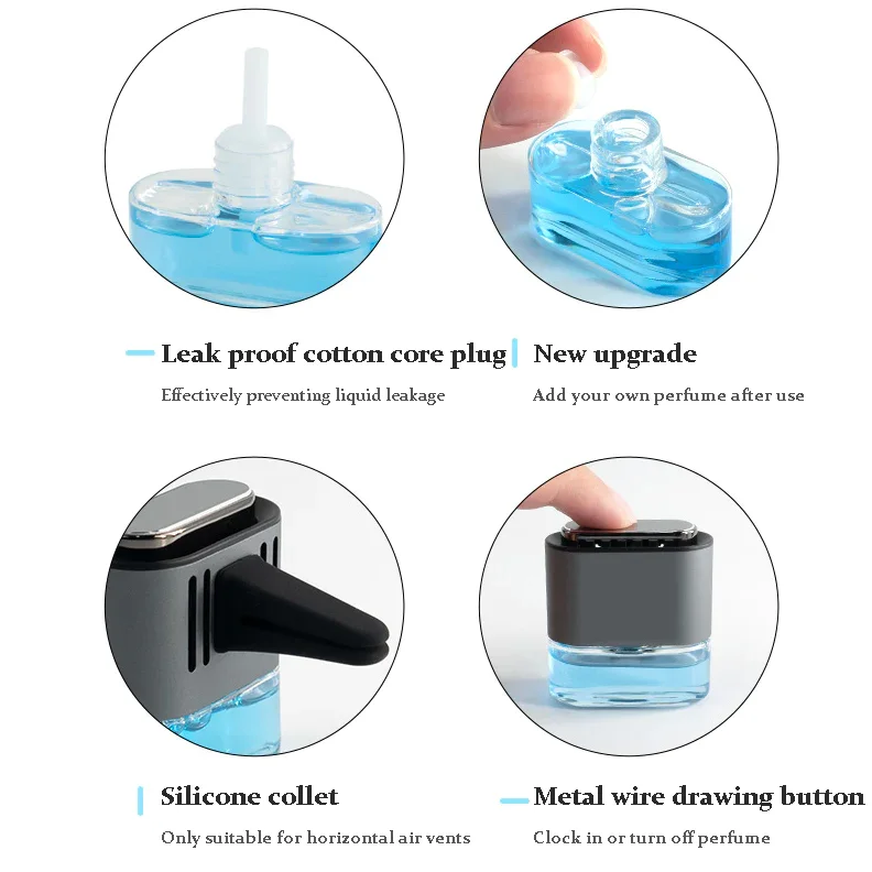 Ароматният дифузьор на изхода за въздух на автомобила може автоматично да добавя течност и да разширява аромата