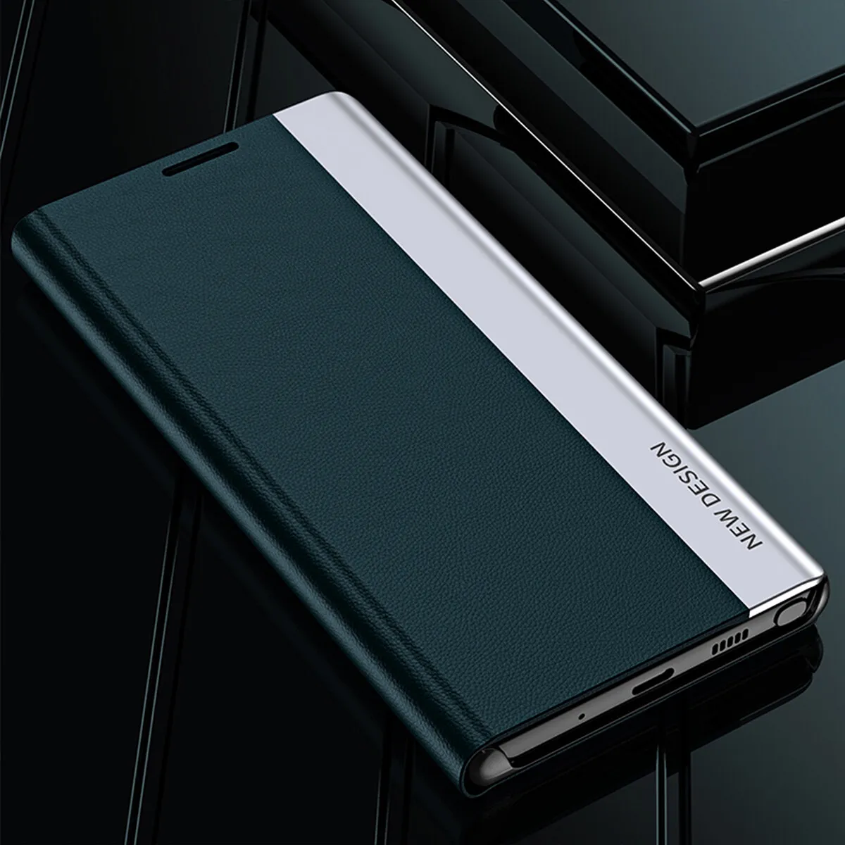 Подходящ за калъф за мобилен телефон Samsung S24ultra S23/S22plus с галванично покритие на долния капак Кожен калъф с пълна гаранция