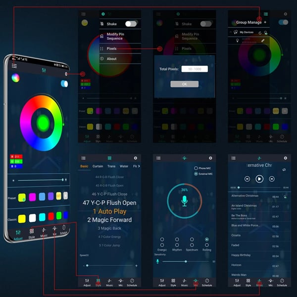 2024 Гъвкави RGB водоустойчиви LED ленти за осветление на шасито на автомобила (4 ленти)