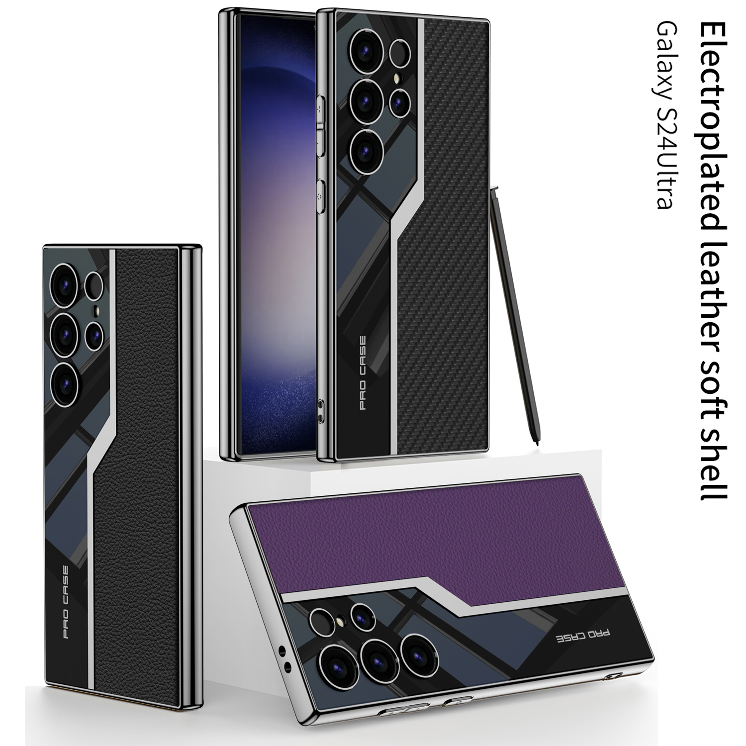 Husă uimitoare de top din piele galvanizată pentru afaceri pentru Samsung Galaxy