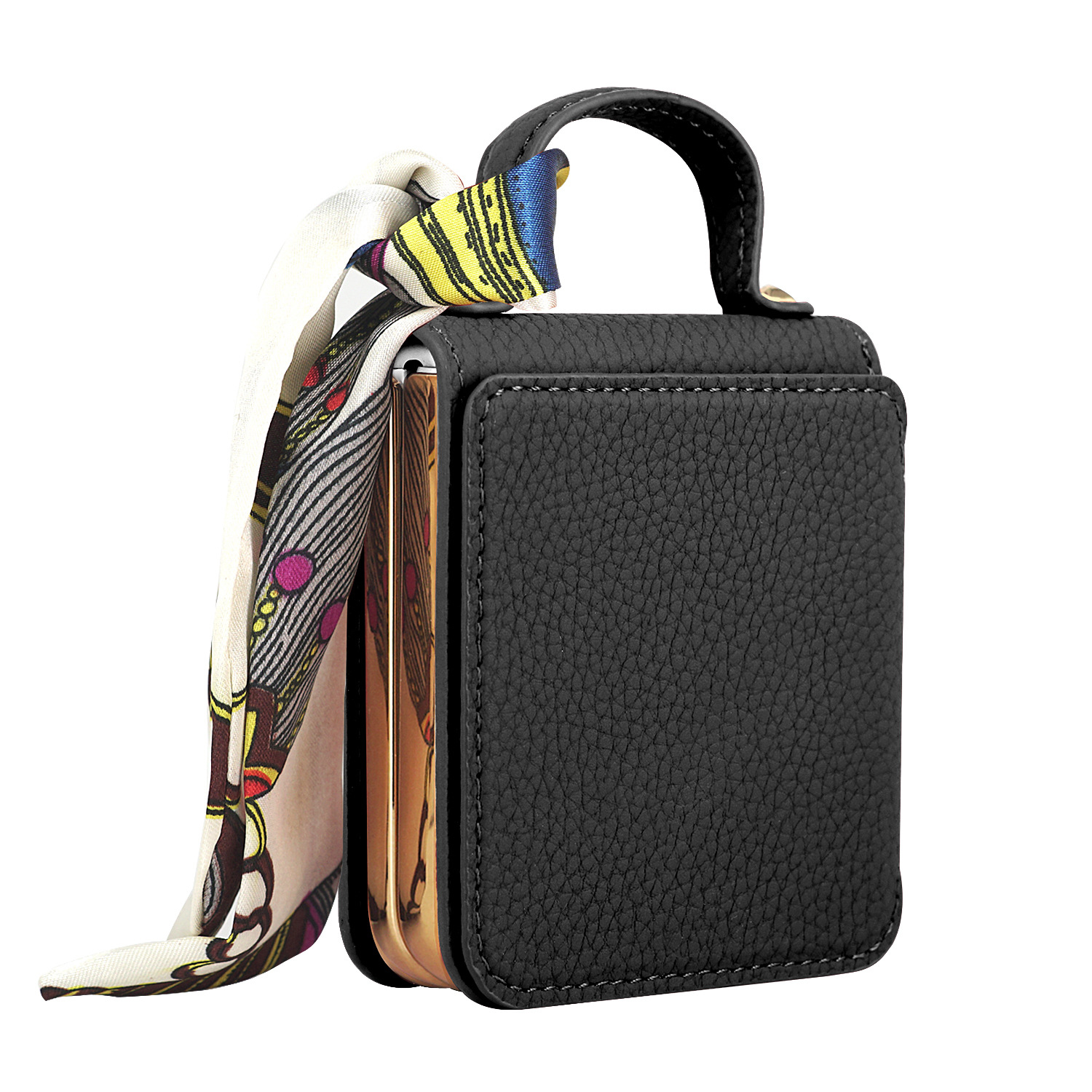 🎁🎅Приложимо за калъф за мобилен телефон Samsung ZFlip6/5/5/4/3 с кожена галванизирана панта. Всичко включено против падане