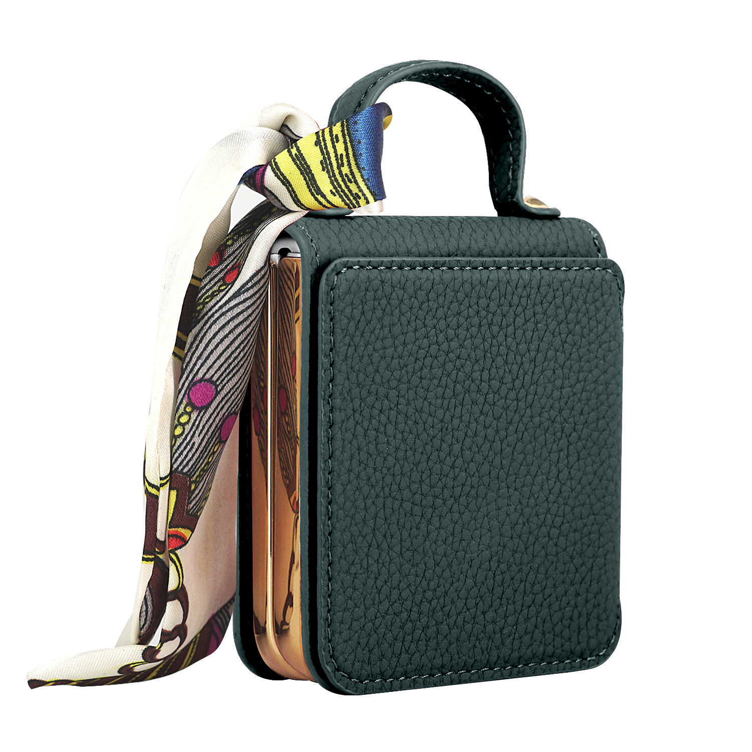 🎁🎅Приложимо за калъф за мобилен телефон Samsung ZFlip6/5/5/4/3 с кожена галванизирана панта. Всичко включено против падане