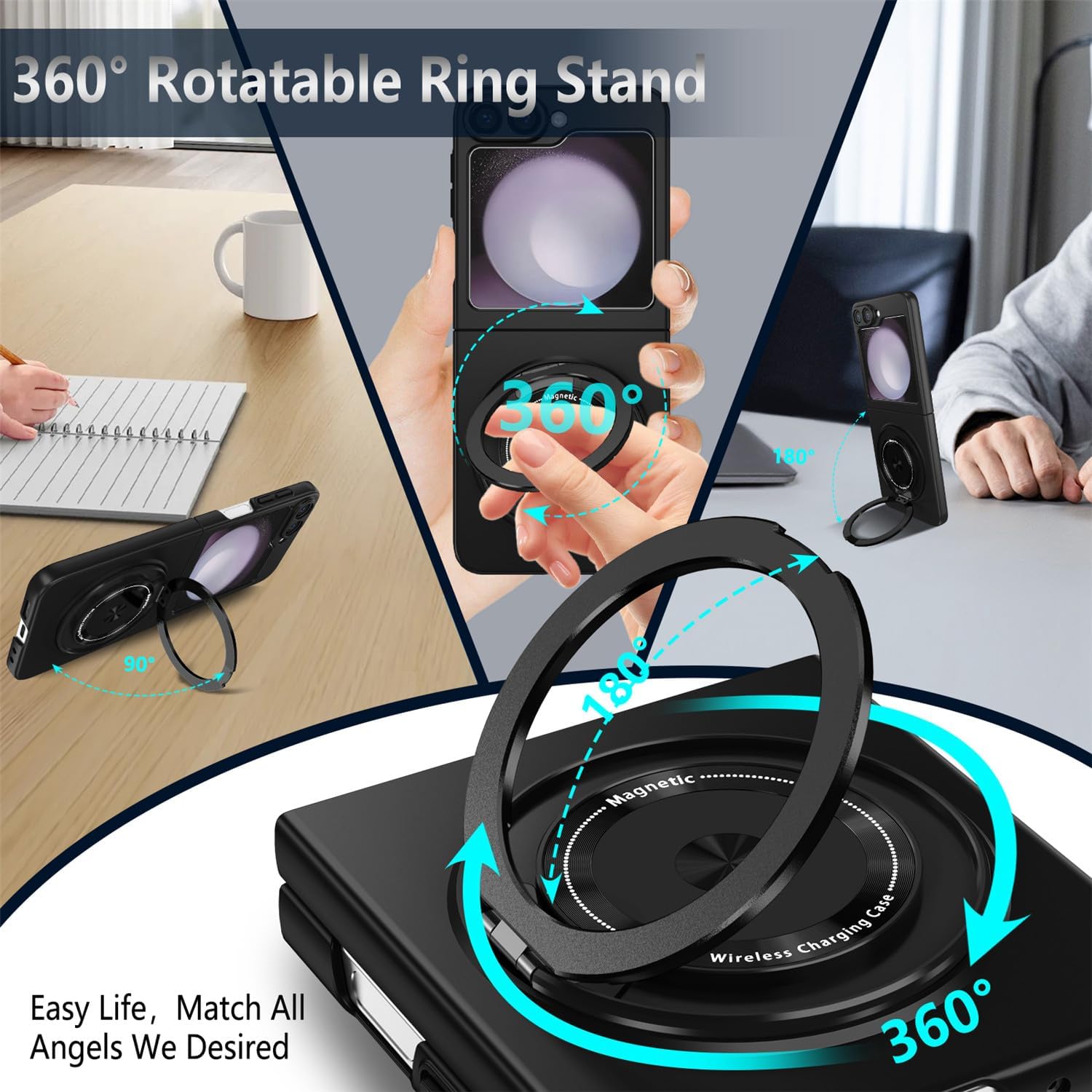 Калъф за телефон Samsung Galaxy Z Flip-Fold 6/5/4/3 с магнитна стойка