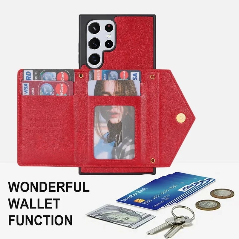 MobiWallet - Δερμάτινη θήκη τηλεφώνου 4 σε 1 μεγάλης χωρητικότητας για Samsung