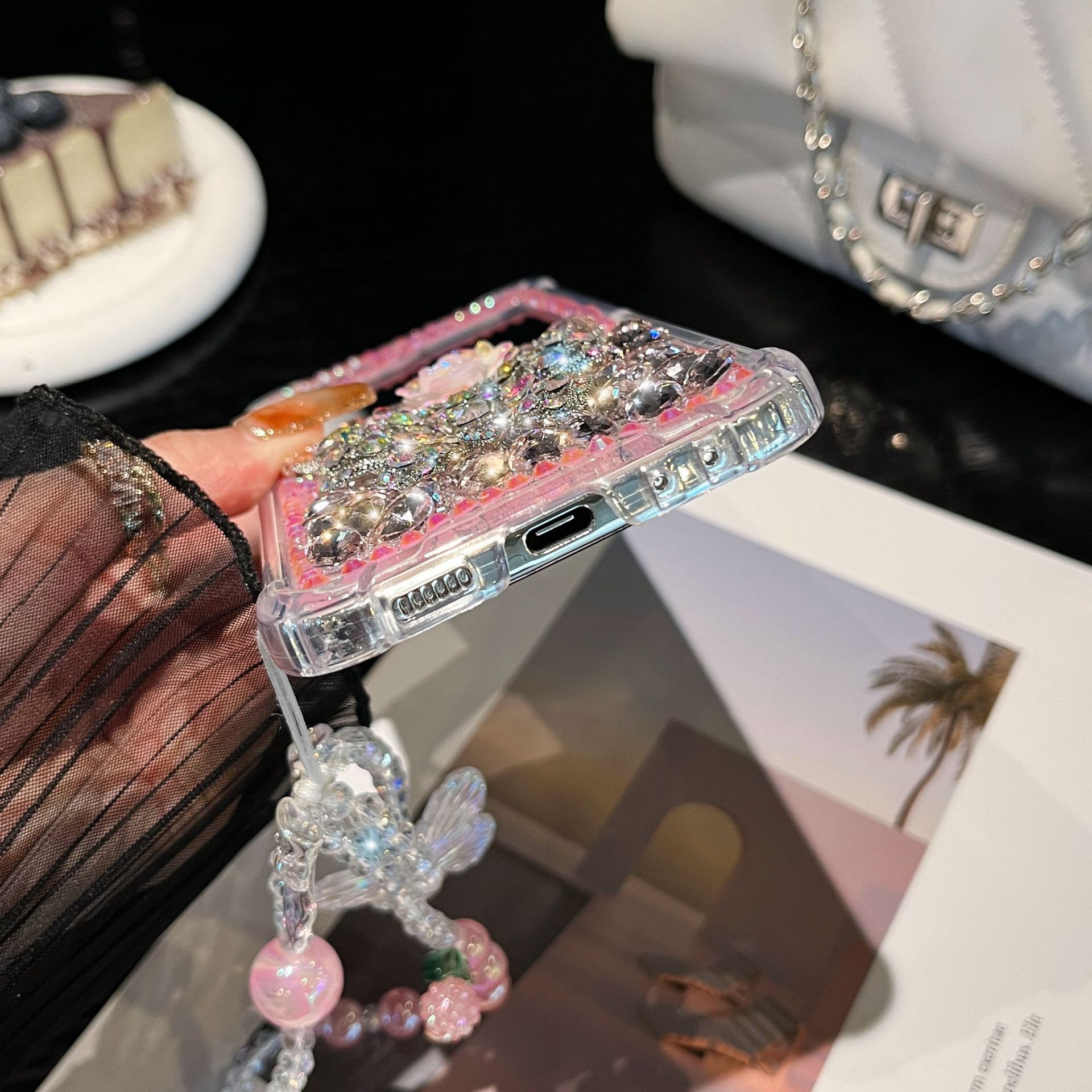 Калъф за телефон с диамантена гривна Butterfly Flower за Samsung Galaxy Z Flip 6 5 4 3