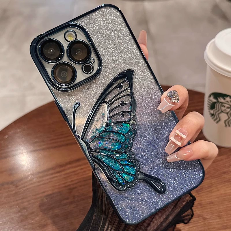 Предлага се за iPhone Луксозен калъф за телефон Quicksand Butterfly