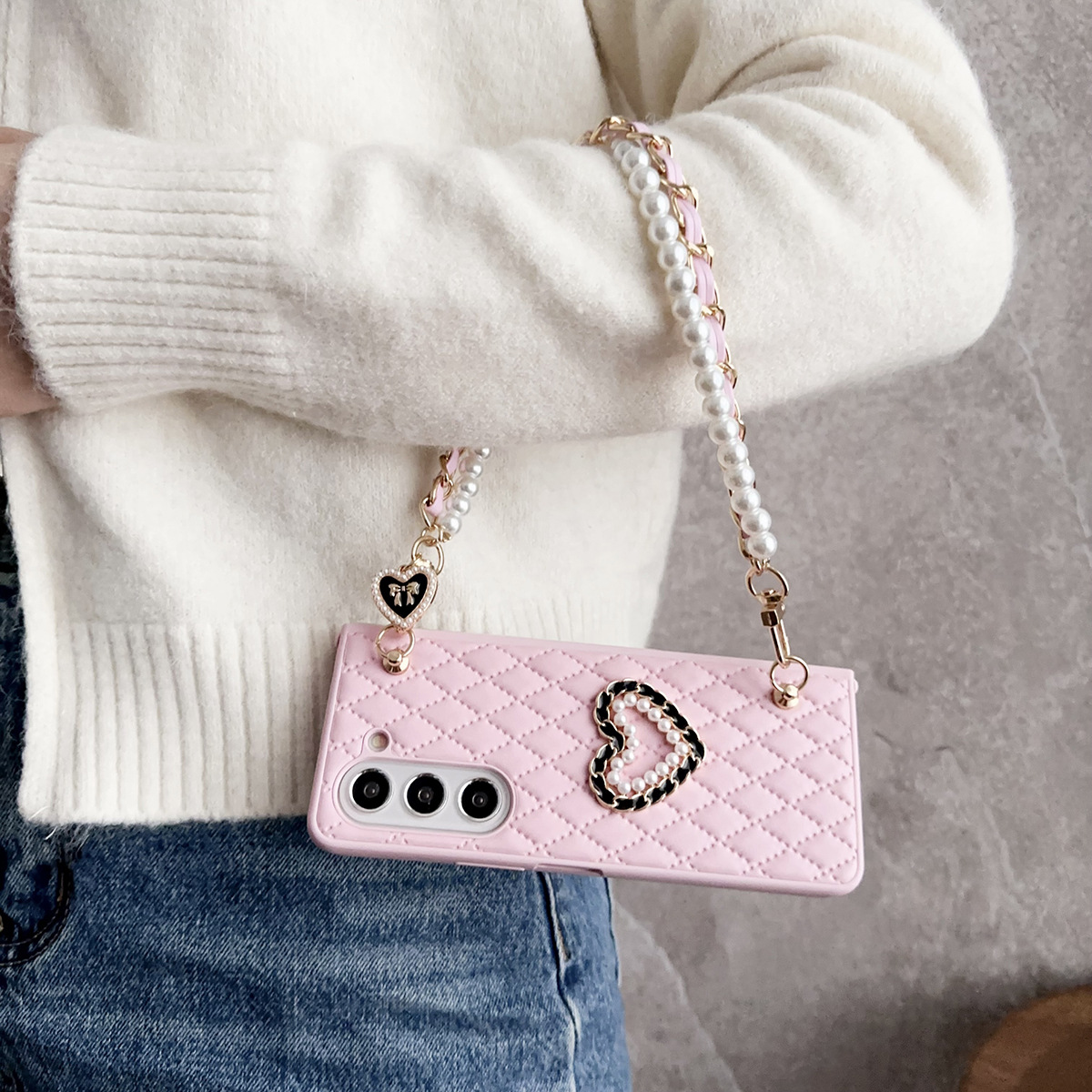 Кожен калъф Love Pearl Strap за Samsung Galaxy Z Fold 6 5 4 3