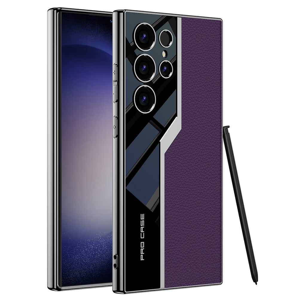 Галванизиран кожен защитен калъф против падане за телефон за Galaxy S24 S23 Ultra