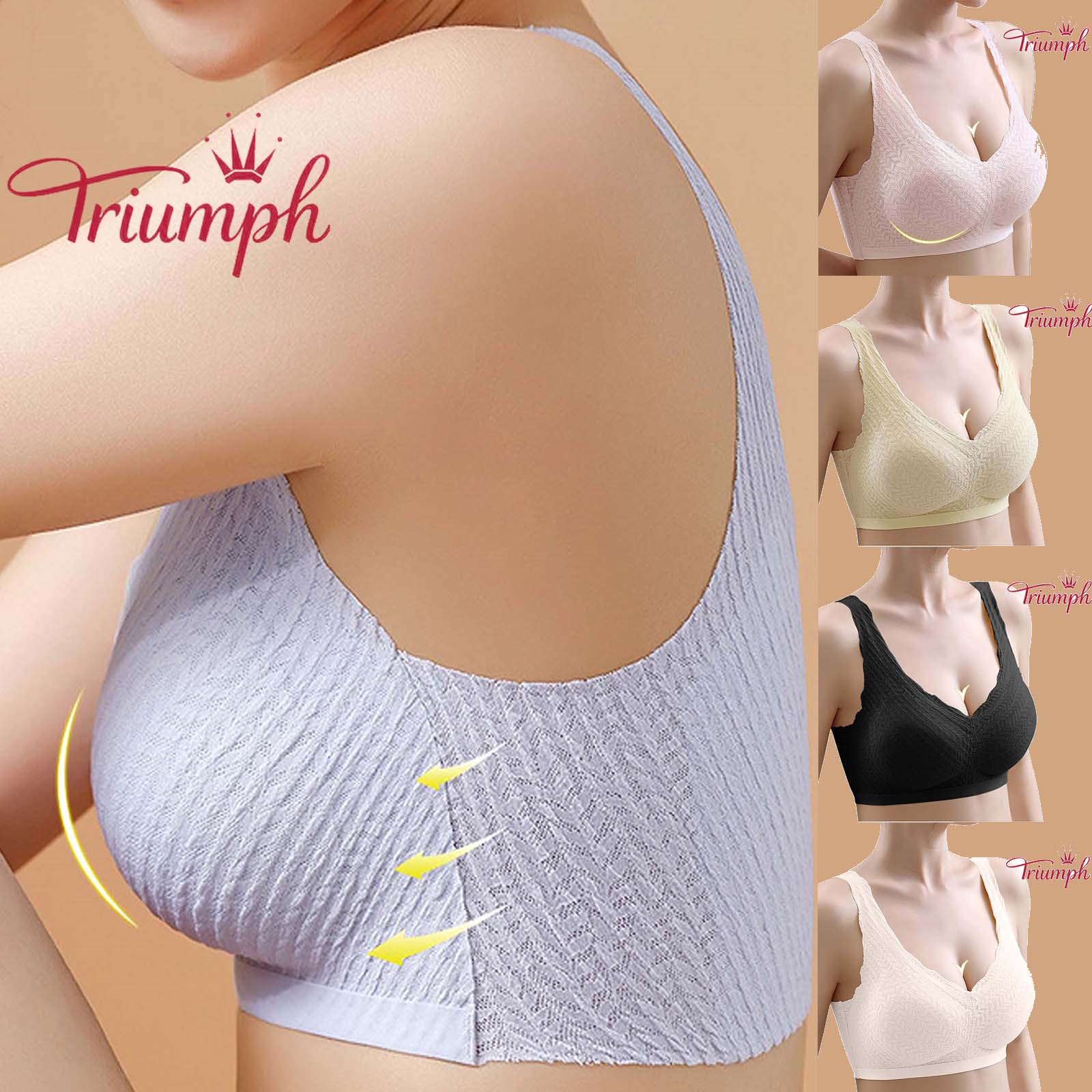 Triumph – Комплект от 3 части 💥 Тънък безшевен латексов сутиен [75A-110E]