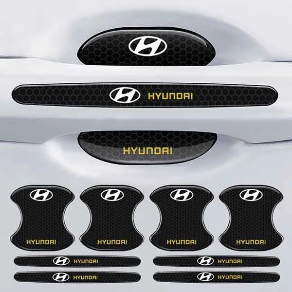 Ръкавици за дръжката на вратата на кола от въглеродни влакна + ленти против сблъсък на кола (8 броя/1 комплект)