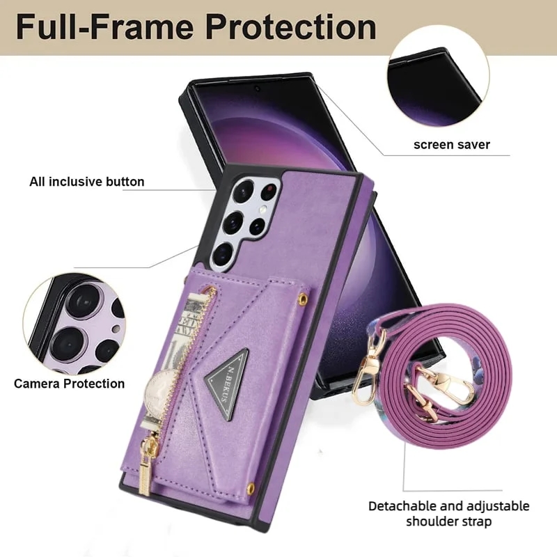 MobiWallet - Δερμάτινη θήκη τηλεφώνου 4 σε 1 μεγάλης χωρητικότητας για Samsung