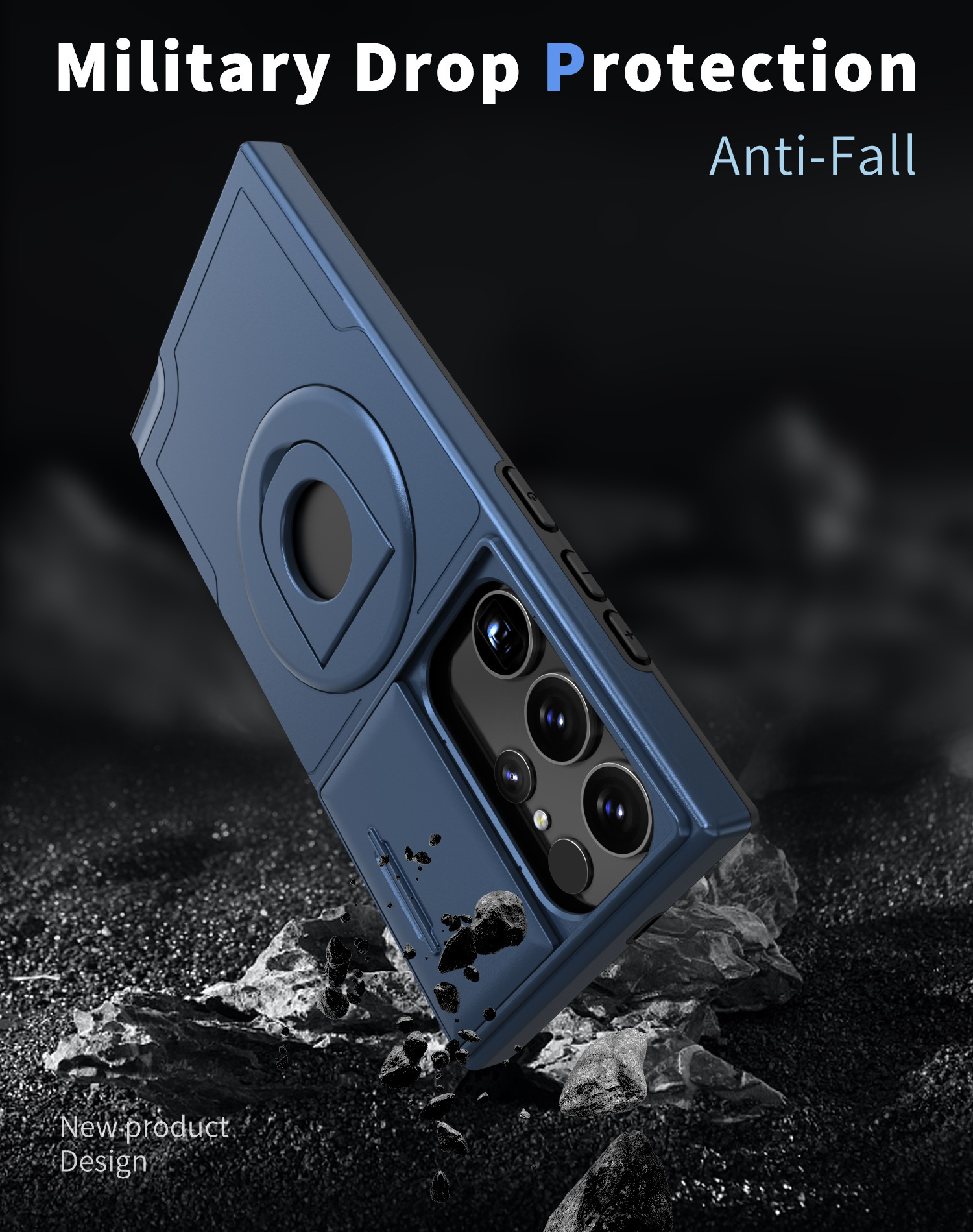 Samsung Magsafe Series |. Сгъваем магнитен метален защитен калъф, плъзгащ се пръстен за прозорец 2 в 1, въртяща се стойка, поддържа безжично зареждане.