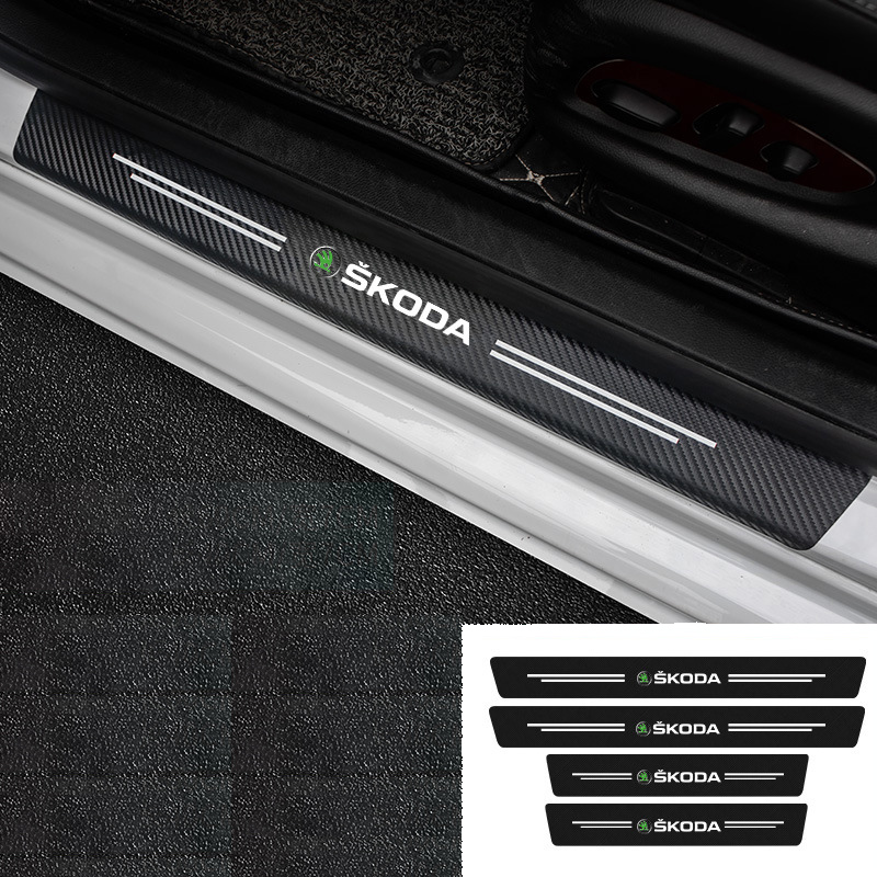 Протектор за праг на кола от въглеродни влакна (4 броя/1 комплект)