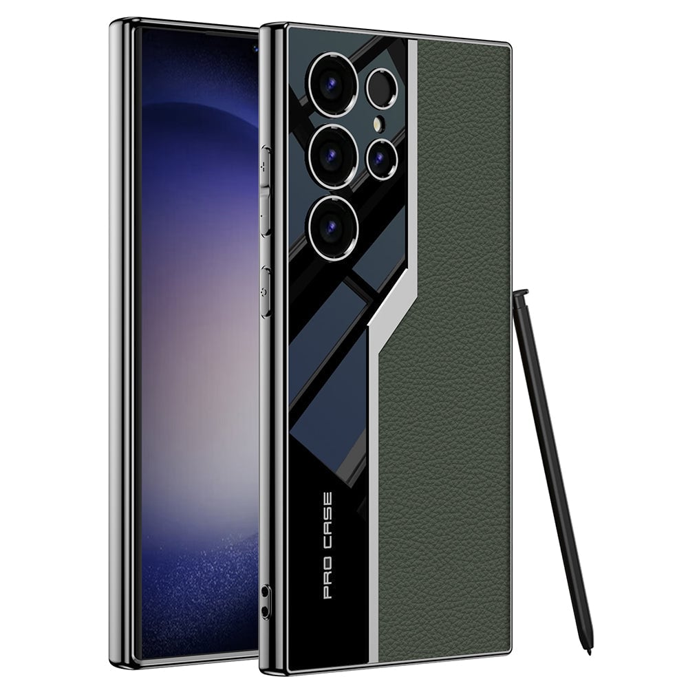 Галванизиран кожен защитен калъф против падане за телефон за Galaxy S24 S23 Ultra