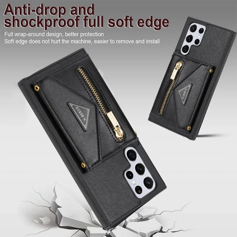 MobiWallet - Δερμάτινη θήκη τηλεφώνου 4 σε 1 μεγάλης χωρητικότητας για Samsung