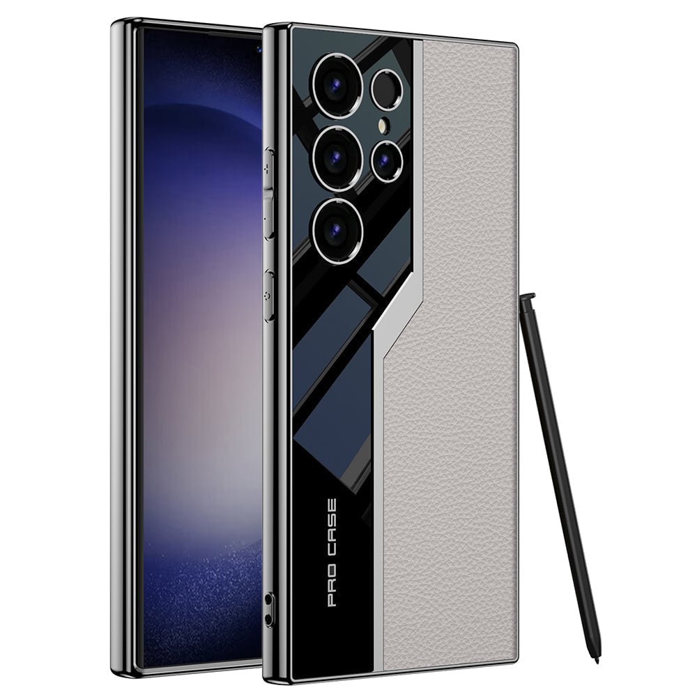 Галванизиран кожен защитен калъф против падане за телефон за Galaxy S24 S23 Ultra