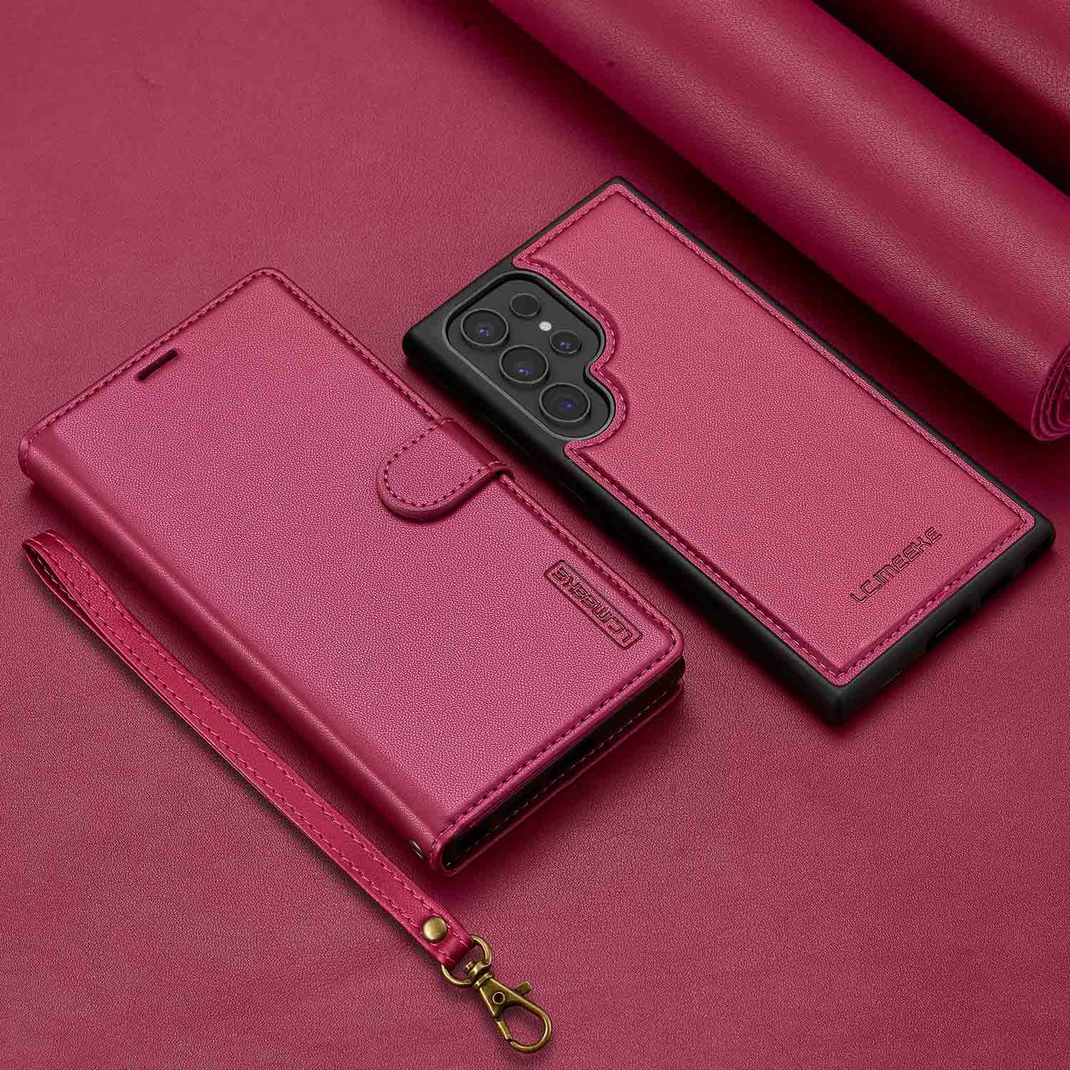 Подходящ за калъф за мобилен телефон Samsung S24 S23 Две в едно Магнитен кожен калъф