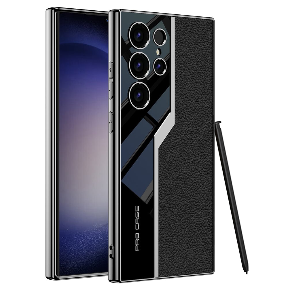 Галванизиран кожен защитен калъф против падане за телефон за Galaxy S24 S23 Ultra