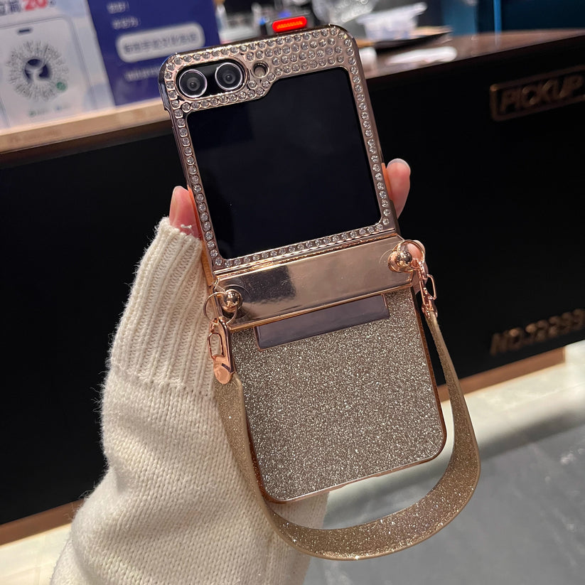 Диамантено блестящ ръчен калъф за китка All Inclusive за Samsung Galaxy Z Flip