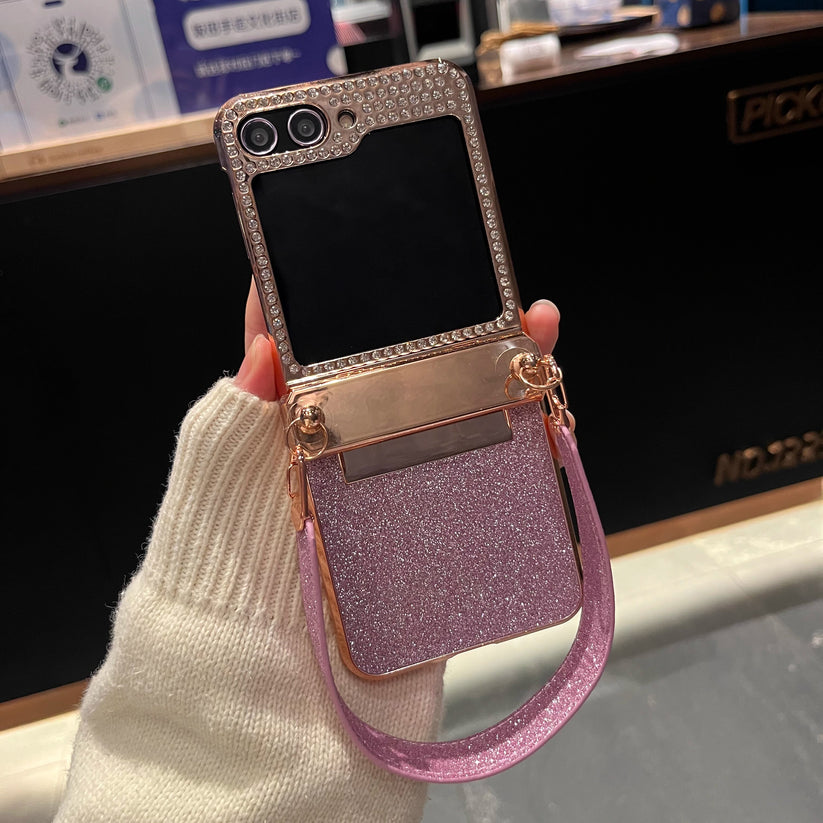 Диамантено блестящ ръчен калъф за китка All Inclusive за Samsung Galaxy Z Flip