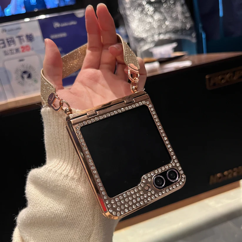 Диамантено блестящ ръчен калъф за китка All Inclusive за Samsung Galaxy Z Flip