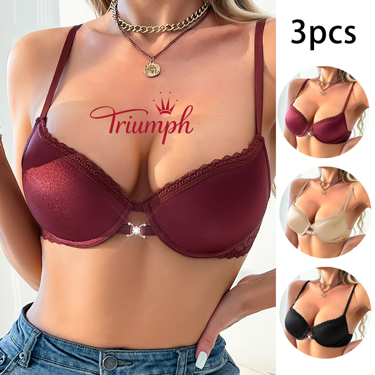 👙𝐓𝐫𝐢𝐮𝐦𝐩𝐡®σουτιέν χωρίς ραφή - μετάξι πάγου χωρίς ατσάλινους κρίκους (3 εσώρουχα)