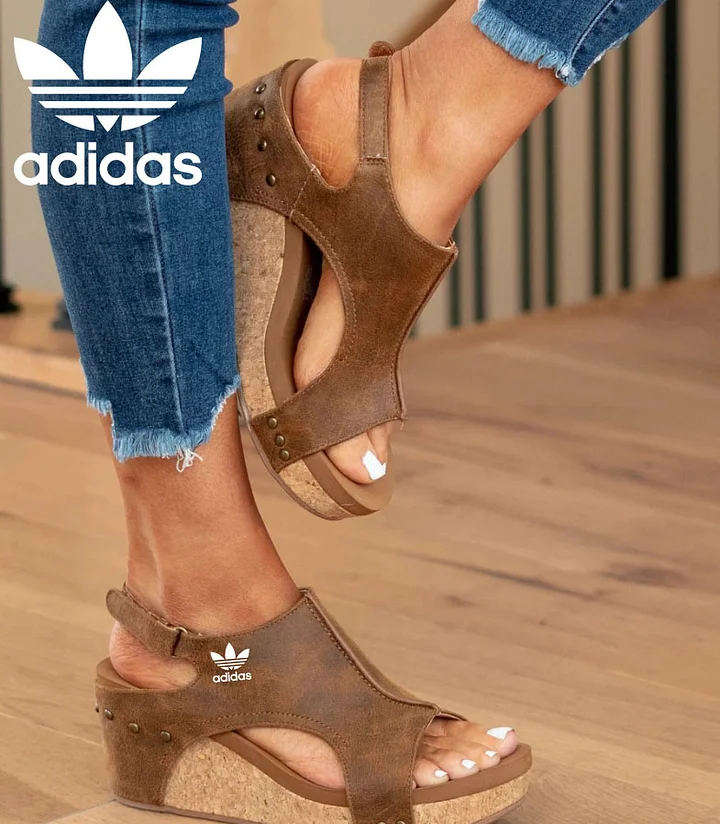Ρωμαϊκά σανδάλια Adidas 2025, ίσιο χοντρό πάτο μεγάλα γυναικεία παπούτσια με velcro casual πέδιλα
