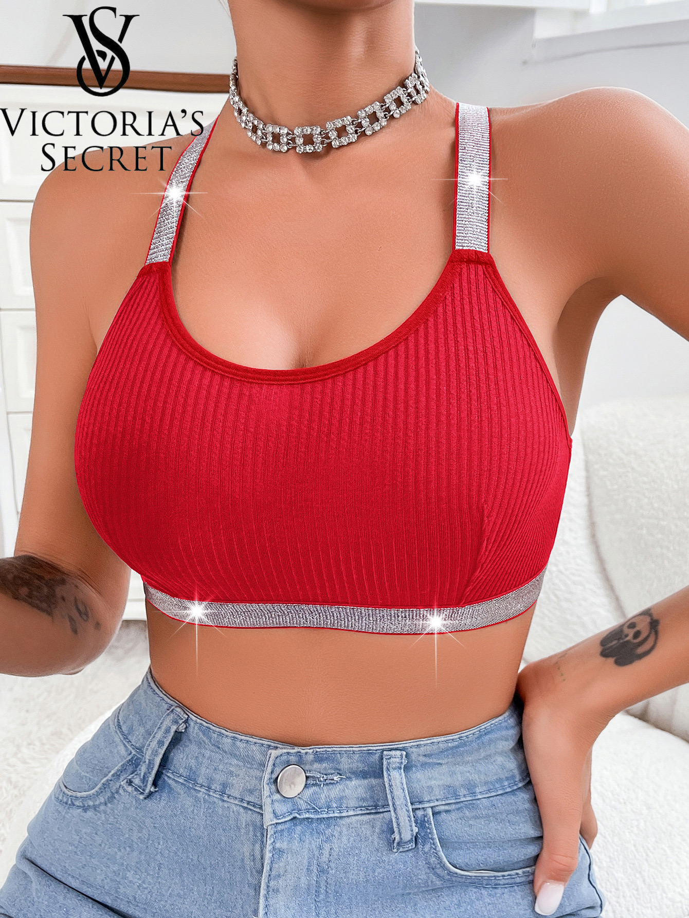 ✨【Victoria's Secret】✨Σουτιέν μεγάλου μεγέθους σέξι strappy push-up full cup κατά της χαλάρωσης