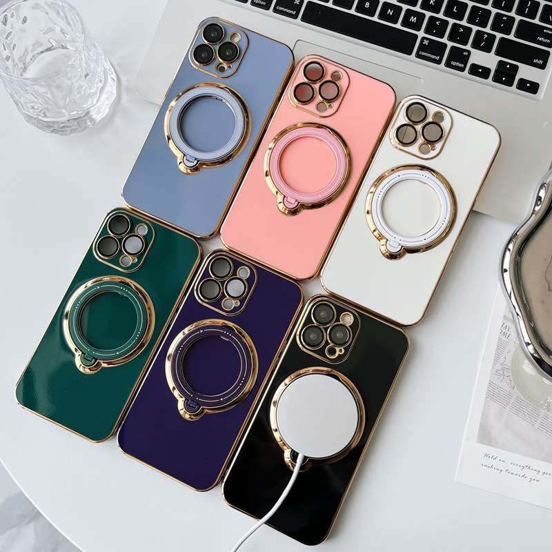 🌈Κατάλληλο για Samsung iPhone + Περιστρεφόμενη θήκη τηλεφώνου αυτοκινήτου 📱 [Μαγνητική θήκη + Φιλμ φακού] 💍 Οι πλήρως καλυμμένες άκρες είναι πιο ανθεκτικές στην πτώση 👉