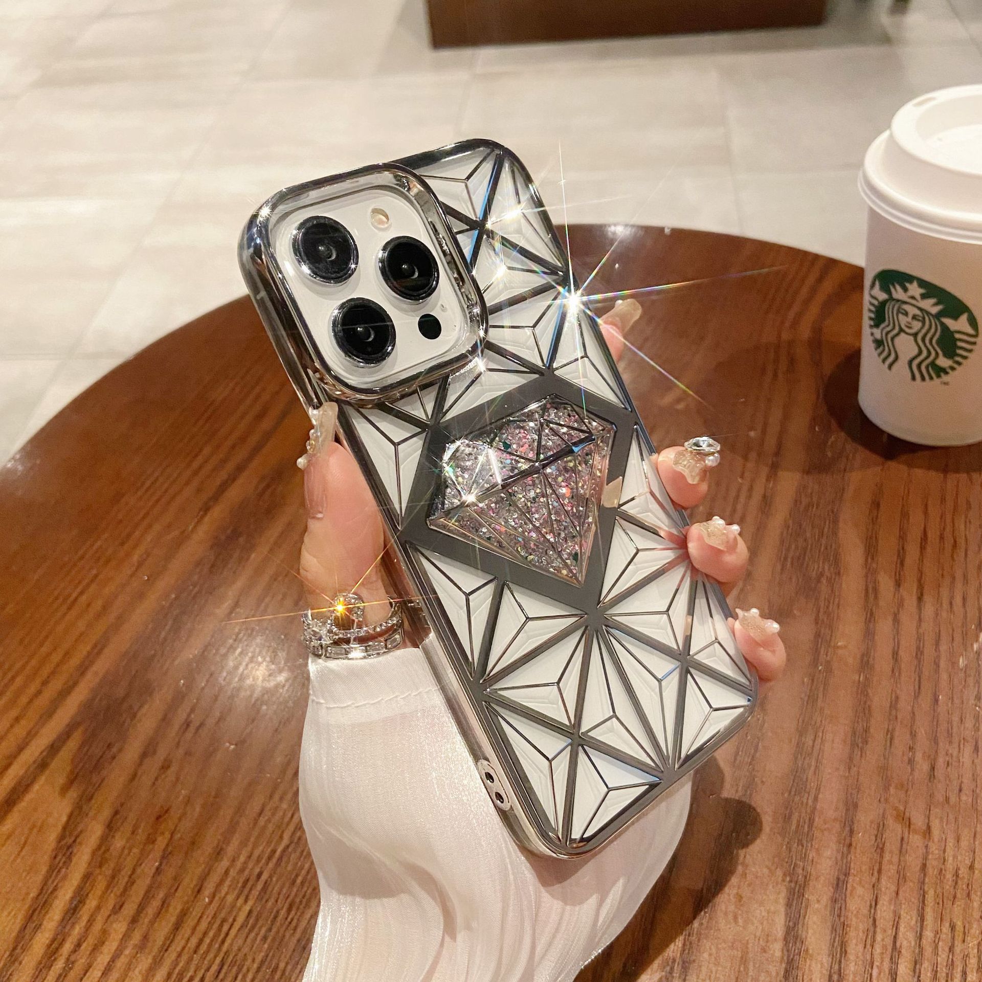 🌬🥰✨Τρισδιάστατη θήκη κινητού τηλεφώνου από διαμάντι/επιμετάλλωση κατάλληλη για iphone📱προστατευτική επίστρωση γκλίτερ ντεγκραντέ💍👉