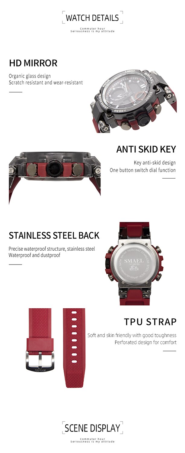 Smael Sports Watch Men Military Watch Digital Quartz Men Watch Waterproof 50M Swimming Alock Clock Army Men Wristwatches Kids Back to School Gift 2023 - US $16.99 &ndash;P8