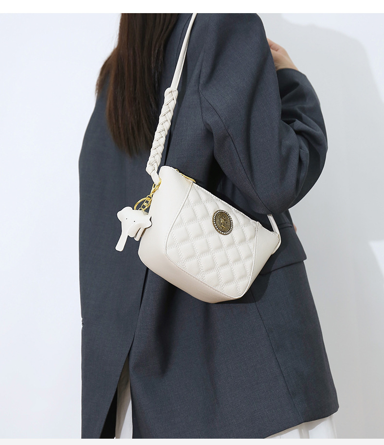 [Bag®]👜Ελαφρύ, πολυτελές bucket bag με υφή υψηλής ποιότητας💗💃 Τσάντα χιαστί χιαστί με διαμαντένια γραμμή κεντήματος με μικρό ελέφαντα😍