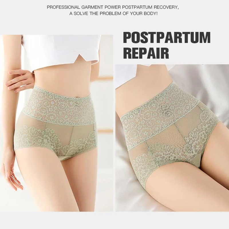 ✨【5-pack】✨Σέξι δαντέλα εσώρουχα με ψηλή μέση Ice Silk Seamless Body Shaper