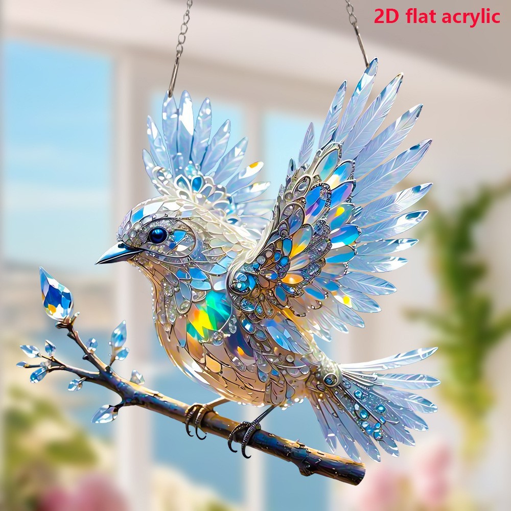 🎁🐦Κοσμήματα με κρυστάλλινο ουρανό, πολύχρωμα σχέδια και σχήμα μπλε πουλιού 