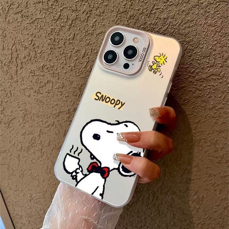 Βελτιωμένη νέα θήκη Snoopy για iPhone Apple Trend Brand, απλή, αντιστατική προστατευτική οθόνη με γυαλιστερό περίβλημα, κατάλληλη για iPhone 16/15/14/13/12/11/16 Pro Max/15 Pro Max/Plus/X/XS/XR/XS