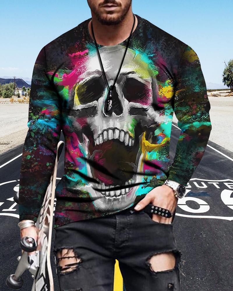 Ανδρικά must-have fashion print μακριά μανίκια, φορούν μια αίσθηση πολυτέλειας~