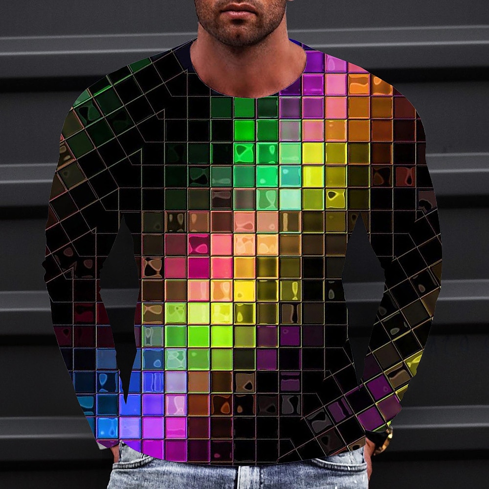 Men's Graphic Gradient Metallic Shirt T shirt Long Sleeve T shirt 3D Print Crew Neck Shirt Vintage Fashion Designer Outdoor Daily Sports 1 2 3 Spring &  Fall Clothing Apparel S M L XL 2XL 3XL 4XL 2024 - $21.99 &ndash;P15