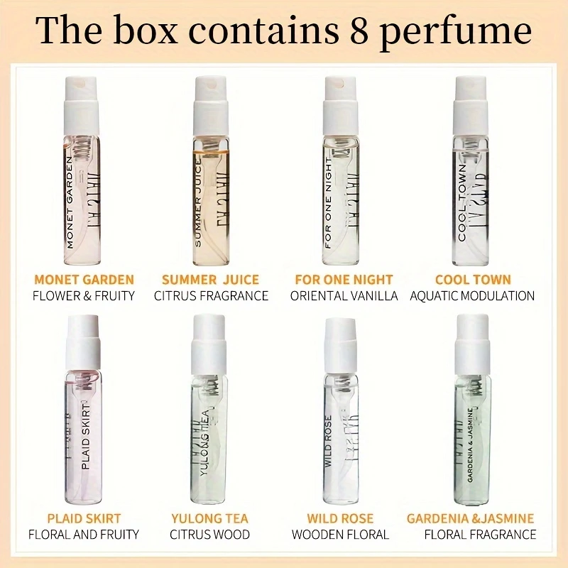 LASTAR naiste parfüümikomplekt, mis sisaldab 8 parfüümikinkekarpi, kauapüsiv lõhn, võluv, naturaalne, värske lilleline, puuviljane, tsitruseline ja puidune idamaine veeparfüüm