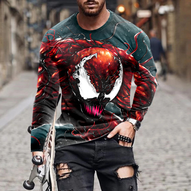 Ανδρικά must-have fashion print μακριά μανίκια, φορούν μια αίσθηση πολυτέλειας~