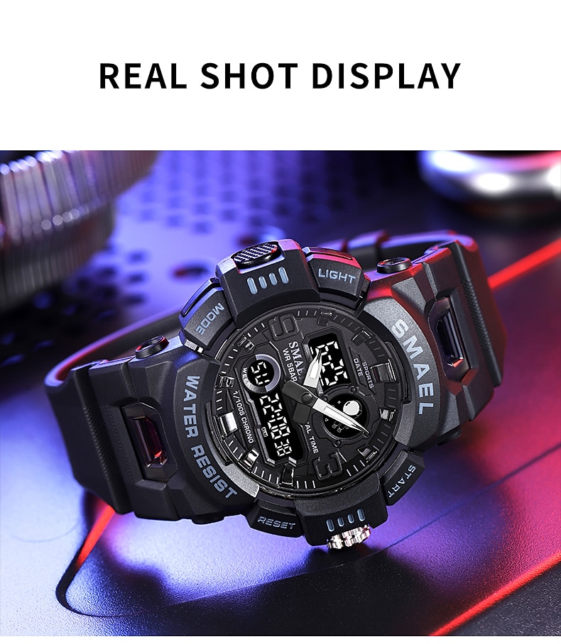 SMAEL Men Digital Watch Sports Tactical Fashion Wristwatch Luminous Stopwatch Alarm Clock Calendar Silicone Strap Watch Kids Back to School Gift 2023 - US $12.59 &ndash;P13