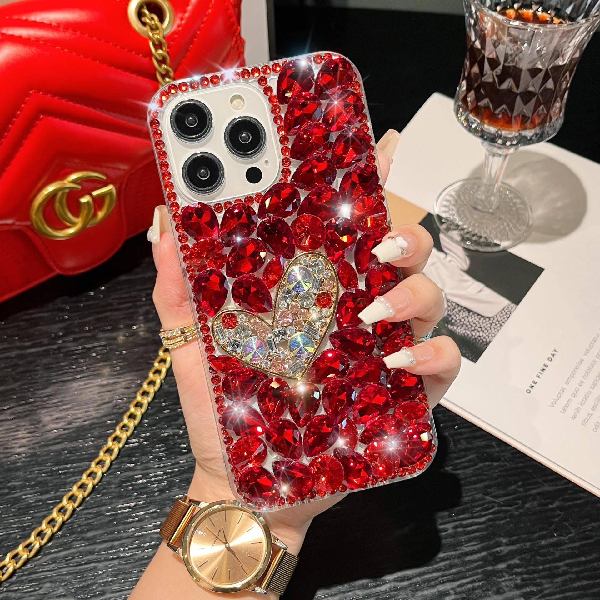 🌬📱🌈Θήκη για iPhone Luxury Love με πολύχρωμα κρύσταλλα💍Πλήρη προστατευτική θήκη με διαμάντι φλας👉