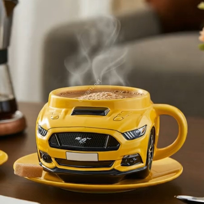 ☕☕Κούπα καφέ με θέμα σπορ αυτοκίνητο, πυρήνα από ανοξείδωτο ατσάλι 304 και ρητίνη