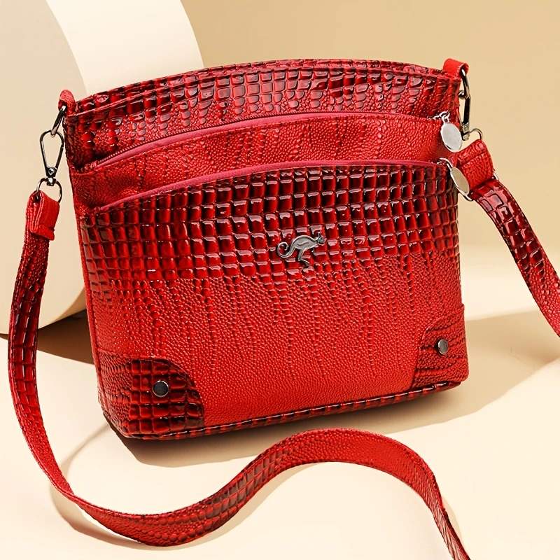 女士时尚鳄鱼纹设计单肩包纯色渐变托特包手机包 钱包礼物包日常出行潮流前卫手提包百搭手拿包手拎包 详情 6