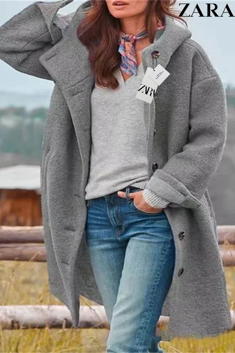 [ZARA®]💗💃2023 Φθινόπωρο και Χειμώνα Νέο μάλλινο πουκάμισο υψηλής ποιότητας με γιακά Γυναικείο μάλλινο μπουφάν
